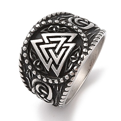 Античное Серебро Viking 304 кольца из нержавеющей стали с валькнутыми гайками, широкие мужские кольца, античное серебро, 19 мм, размер США 9 (18.9 мм)