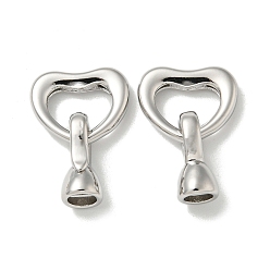 Platine Laiton replier fermoirs, sans cadmium et sans nickel et sans plomb, cœur, platine, 19mm, cœur: 11x13x2 mm, fermoir: 12x6x5, trou: 3 mm.