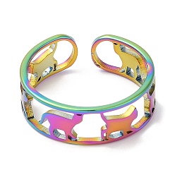 Rainbow Color Ионное покрытие (IP) 304 Открытая манжета «кошка» из нержавеющей стали для женщин, Радуга цветов, внутренний диаметр: 16.4 мм