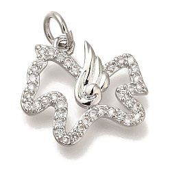 Платина Стойка металлическая латунная микропрофилированная кубическая циркония подвески, без кадмия и без свинца, долговечный, дом с крылом, платина, 13.5x15.5x2 мм, отверстие : 3.5 мм