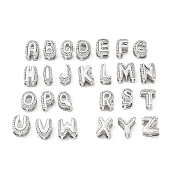 Letter A~Z Латунные микропаве прозрачные кубические циркониевые подвески, письмо амулеты, стойки покрытие, долговечный, без свинца и без кадмия, платина, Письмо ~ Z, 10~10.5x5~10x5.5~6 мм, отверстие : 2.5~8.5x2.5~3 мм