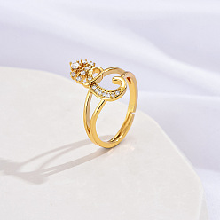 Letter C Латунные микро проложить пальцев кольца кубического циркония, без кадмия, без никеля и без свинца, для женщин, буква С, размер США 3 (14 мм)