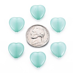 Medium Aquamarine Transparent Acrylic Beads, Dyed, Heart, Medium Aquamarine, 13.5x14x6mm, Hole: 1.5mm, about 775pcs/500g
