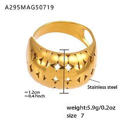 Real 18K Gold Plated 304 Stainless Steel Wide Band Finger Rings, Nuggets, Real 18K Gold Plated, US Size 7(17.3mm)