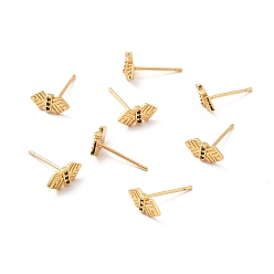 Настоящее золото 18K Серьги-гвоздики с бантом из черного кубического циркония, украшения из латуни для женщин, без свинца, без кадмии и без никеля, реальный 18 k позолоченный, 9.5x4.5 мм, штифты : 0.7 мм