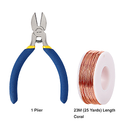 Coral DIY Jewelry Kits, with Aluminum Wire and Iron Side Cutting Pliers, Coral, 1mm, about 23m/roll, 6rolls/set