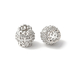 Прозрачный Латунные микро проложить Цирконий Европейский бисером, баррель, стойки покрытие, прочное покрытие, без кадмия и без свинца, прозрачные, 8x7.5 мм, отверстие : 4 мм