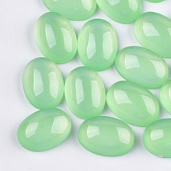 Light Green Translucent Resin Cabochons, Oval, Light Green, 9.5~10x8x4mm