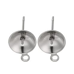 Нержавеющая Сталь Цвет Антикоррозийные 304 фурнитура для сережек-гвоздиков из нержавеющей стали, за половину пробурено бисера, цвет нержавеющей стали, 13x10 мм, отверстие : 1.4 мм, штифты : 12x0.8 мм