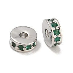 Аквамарин Стойки обшивки латунь микро проложить кубического циркония бусы, без свинца и без кадмия, долговечный, платина, круглые, аквамарин, 5x2 мм, отверстие : 1.5 мм