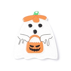 Ghost Halloween Theme Opaque Printed Acrylic Pendants, Ghost, 43x33x2mm, Hole: 1.6mm