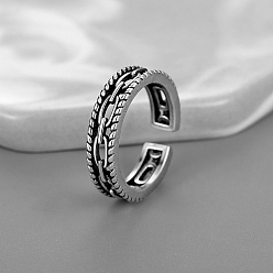 Античное Серебро Латунные овальные цепочки-кольца для мужчин, античное серебро, внутренний диаметр: регулируемый