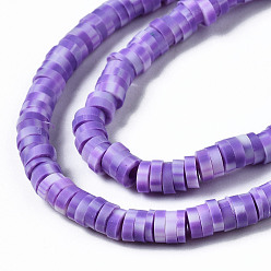 Medium Purple Handmade Polymer Clay Beads Strands, for DIY Jewelry Crafts Supplies, Heishi Beads, Disc/Flat Round, Medium Purple, 6x0.5~1mm, Hole: 1.8mm, about 320~447pcs/strand, 15.75 inch~16.14 inch(40~41cm)