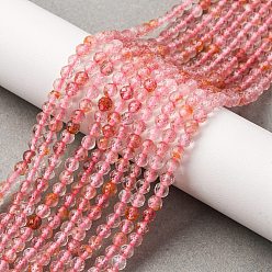 Клубничный Кварц Природного кварца клубники нитей бисера, граненые, круглые, 4~4.5 мм, отверстие : 0.7 мм, около 91~93 шт / нитка, 15.35~15.51 дюйм (39~39.4 см)