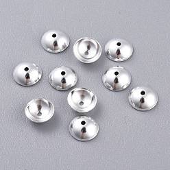 Серебро 201 из нержавеющей стали шарик крышки, безлепестковый, полукруглый, серебряные, 6x2 мм, отверстие : 0.8 мм
