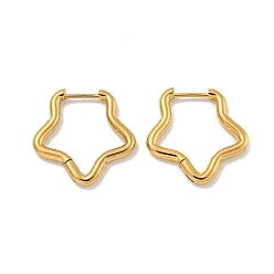 Звезда 202 обруч серьги из нержавеющей стали замке, с 304 штифтами из нержавеющей стали для женщин, золотые, звезда, 23x2.5 мм