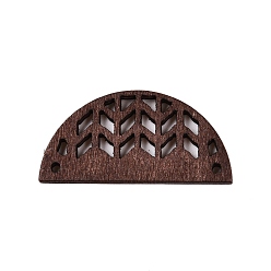 Седло Коричневый Полукруглые соединители из древесины тополя, вырезанные лазером, окрашенные, седло коричневый, 19.5x39.5x2.5 мм, отверстие : 1.6 мм