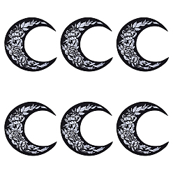 Луна 6 шт. полиэстеровые пришивные заплатки, термоклей, аппликации из ткани, с 1почтовой коробкой из гофрированной бумаги ПК, луна, 83x78x1.5 мм