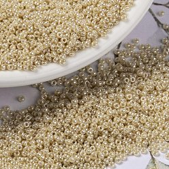 (RR441) Opaque Dark Cream Luster MIYUKI Round Rocailles Beads, Japanese Seed Beads, (RR441) Opaque Dark Cream Luster, 15/0, 1.5mm, Hole: 0.7mm, about 5555pcs/bottle, 10g/bottle