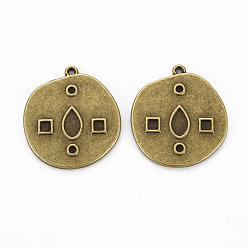 Antik Bronze Tibetanische legierung anhänger emaille & strass einstellungen, cadmiumfrei und bleifrei, Flachrund, Antik Bronze, für 1.4 mm Strass, 22.5x20.5x2 mm, Bohrung: 1 mm