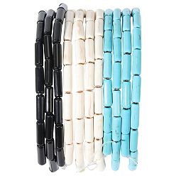 Mixed Color 6 Strands 3 Colors Synthetic Turquoise Beads Strands, Dyed, Column, Mixed Color, 13x4mm, Hole: 1mm, about 32pcs/strand, 16 inch, 2 strands/color