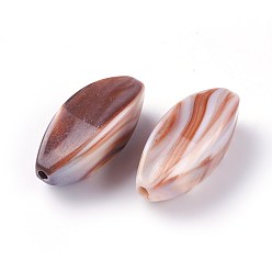 Saddle Brown Acrylic Imitation Gemstone Beads, Leaf, Saddle Brown, 30~30.5x10~15mm, Hole: 2.2mm, about 177pcs/500g