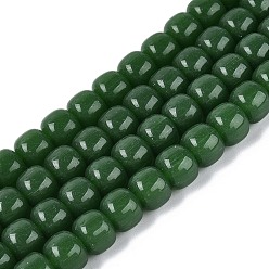 Темно-Зеленый Стеклянные бусины, имитация нефрита , колонка, темно-зеленый, 9.5~10x8 мм, отверстие : 1~1.2 мм, около 45~49 шт / нитка, 14.17~16.14 дюйм (36~41 см)