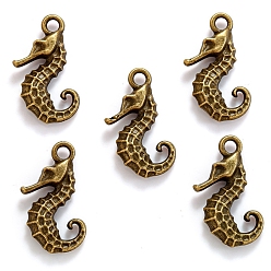 Античная Бронза Подвески из сплава , морской конек, античная бронза, 22x14 мм, отверстие : 2 мм