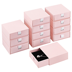 Pink Картонные коробки для упаковки ювелирных наборов, для ожерелья, Браслеты, с губкой внутри, квадратный, розовые, 8.9x9x3.5 см