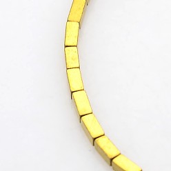 Golden Plated Electroplate Non-magnetic Synthetic Hematite Cuboid Beads Strands, Golden Plated, 3x1x1mm, Hole: 0.5mm, about 135pcs/strand, 17.7 inch
