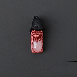 Rose Quartz Natural Rose Quartz Pendants, Elf with Witch Hat Charm, 45x20mm
