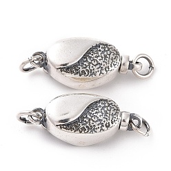 Thai Sterling Silver Plated 925 Sterling Silver Box Clasps, Oval, Thailand Sterling Silver Plated, 7.5x17x6mm, Hole: 2mm