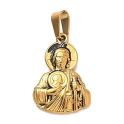 Antique Golden Religion 304 Stainless Steel Pendants, Human of Jesus Charms, with 201 Stainless Steel Bails, Ion Plating(IP), Antique Golden, 24x16x3mm, Hole: 7x4mm