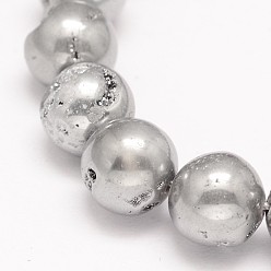 с Покрытием Серебра Круглый Electroplate природный кварц нитей кристалл бисера, со серебряным покрытием, 10 мм, отверстие : 1 мм, около 40 шт / нитка, 15.35 дюйм