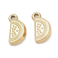 Real 18K Gold Plated 304 Stainless Steel Pendants, Orange Slice Charms, Ion Plating(IP), Real 18K Gold Plated, 21x11.5x5mm, Hole: 2.5mm