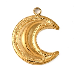 Настоящее золото 18K 304 подвески из нержавеющей стали, лунное очарование, ионное покрытие (ip), реальный 18 k позолоченный, 21x16.5x3 мм, отверстие : 2 мм