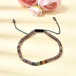 Аметист Регулируемые браслеты из натуральных бусин аметиста и немагнитного гематита, унисекс., внутренний диаметр: 2.09~3.19 дюйм (5.3~8.1 см)