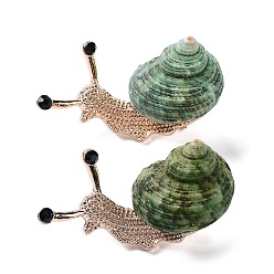 Золотой Улитка зеленая натуральная раковина ископаемая брошь булавка, булавка из сплава для рюкзака одежды, золотые, 49.5~56x30~38x20~30 мм