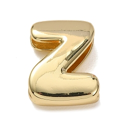 Letter Z Латунные бусины, долговечный, стойки покрытие, без свинца и без кадмия, реальный 18 k позолоченный, Письмо Z, 21x15x6.5 мм, отверстие : 18x4 мм