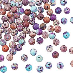 Blue Violet Natural Imperial Jasper Beads Strands, Dyed, Round, Dark Orchid, 6mm, Hole: 1mm, about 62pcs/strand, 15.5 inch