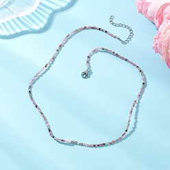 Турмалин 2мм ограненные круглые натуральные разноцветные турмалиновые бусы, с бусинами из натурального культивированного пресноводного жемчуга и 304 застежками-карабинами из нержавеющей стали., цвет нержавеющей стали, 15.51~15.67 дюйм (39.4~39.8 см)