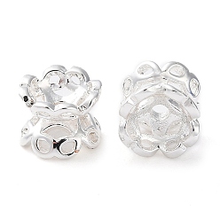 Серебро Стойки обшивки латунные бусины, долговечный, серебряные, 6.5x5 мм, отверстие : 1.4 мм