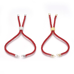 Красный Изготовление браслетов из хлопка, с латунной фурнитурой , плоские круглые с дерева жизни, красные, 8-5/8 дюйм (22 см), отверстие : 2 мм