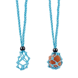 Средний Бирюзовый Плетеные шнуры из вощеной хлопчатобумажной нити макраме мешочек изготовление ожерелья, регулируемые стеклянные бусины сменные каменные ожерелья, средне бирюзовый, 30 дюйм (76 см), 2 шт / комплект