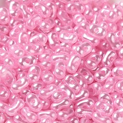 Pearl Pink Opaque Acrylic Beads, Beans, Pearl Pink, 6x3.5x3mm, Hole: 1.2mm, about 10000pcs/500g