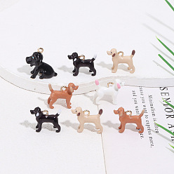 (52) Непрозрачная лаванда Подвески из эмали и сплава, собака прелести, золотые, разноцветные, 14x16x5 мм, отверстие : 1.8 мм
