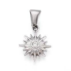 Нержавеющая Сталь Цвет 303 подвески из нержавеющей стали, со стразами, солнечные чары, цвет нержавеющей стали, 14.5x12x2.5 мм, отверстие : 6.5x2.8 мм