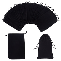 Черный Прямоугольник бархат пакеты, мешки для подарков на рождество, чёрные, 23x15 см
