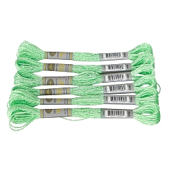 Зеленый лайм 6мотки полиэстеровые металлические вышивальные нитки, зеленый лайм, 0.8 мм, около 8.75 ярдов (8 м) / моток