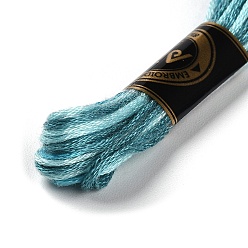 Dark Turquoise 10 Skeins 6-Ply Polyester Embroidery Floss, Cross Stitch Threads, Segment Dyed, Dark Turquoise, 0.5mm, about 8.75 Yards(8m)/skein